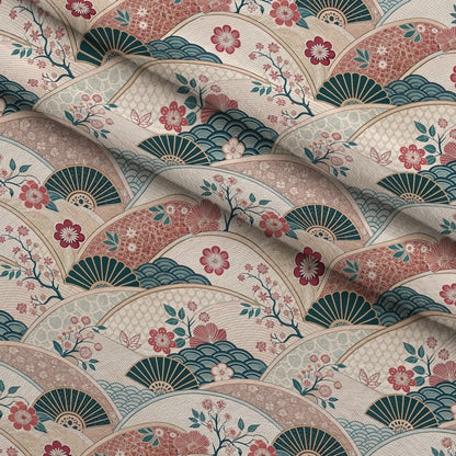 Sakura Fan Patchwork Pattern 9 Minky Fabric
