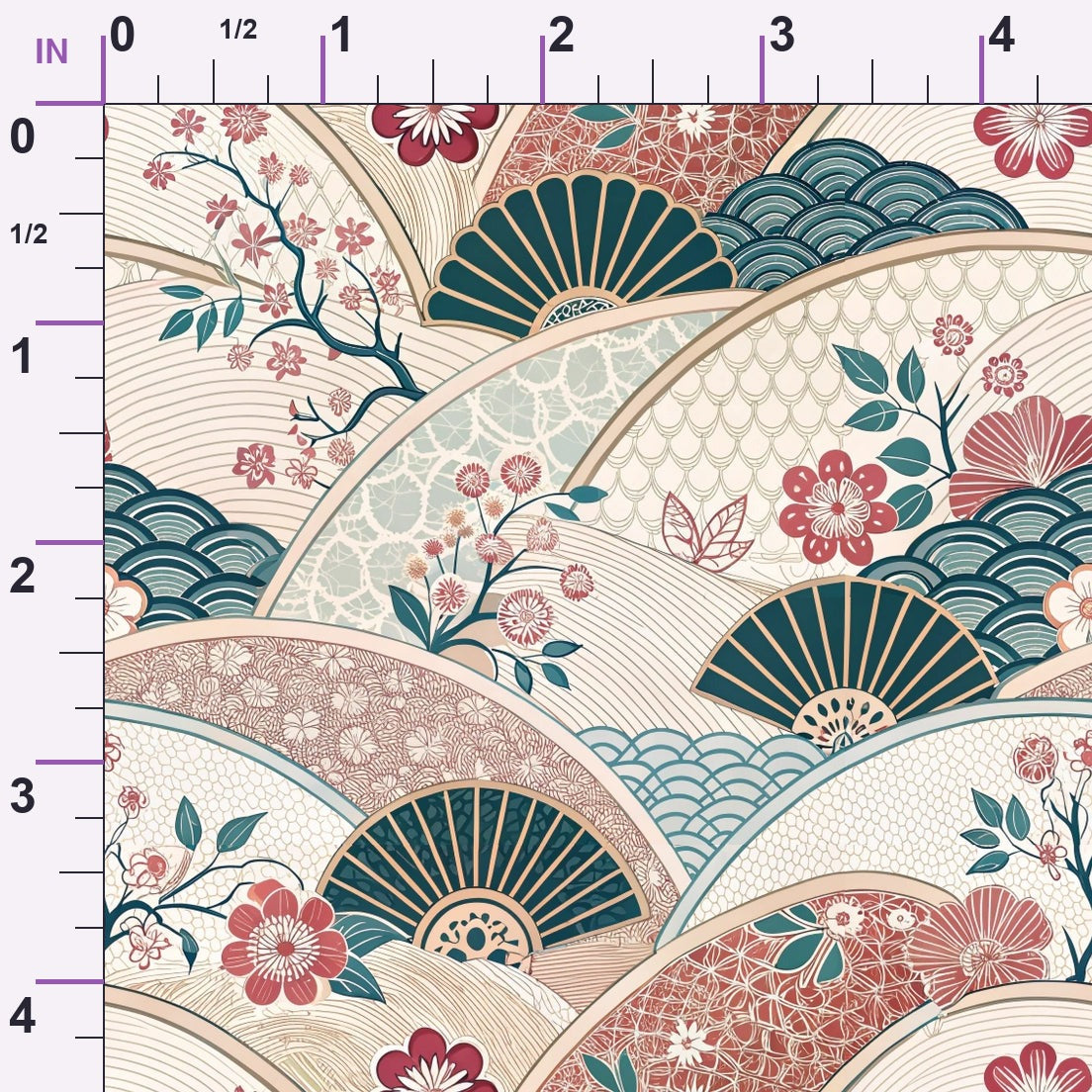 Sakura Fan Patchwork Pattern 9 Minky Fabric