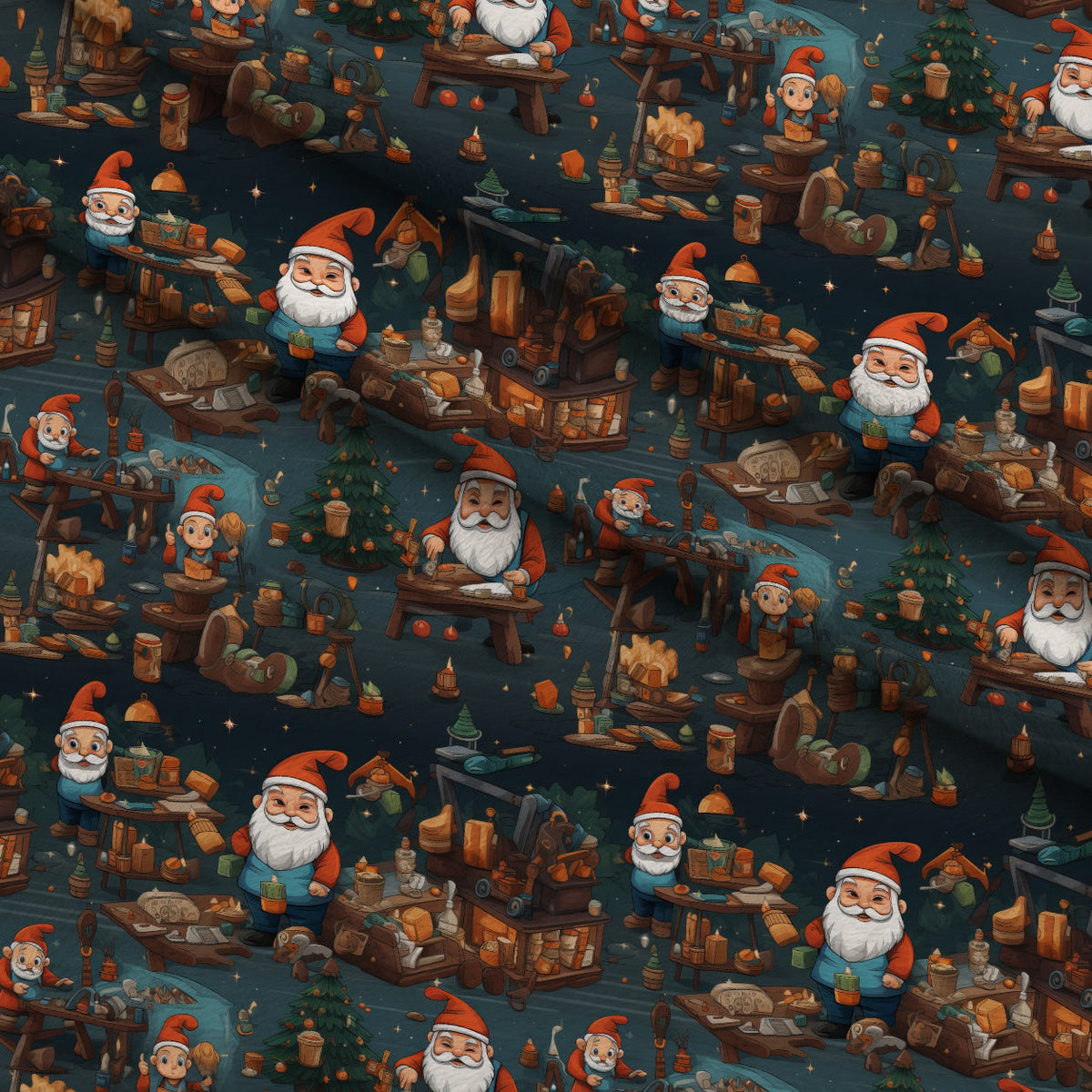Santa's Workshop Pattern 1 Minky Fabric