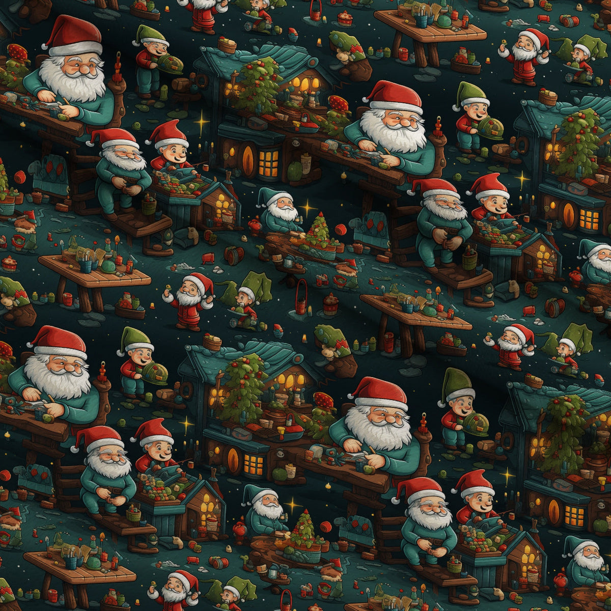 Santa's Workshop Pattern 12 Minky Fabric