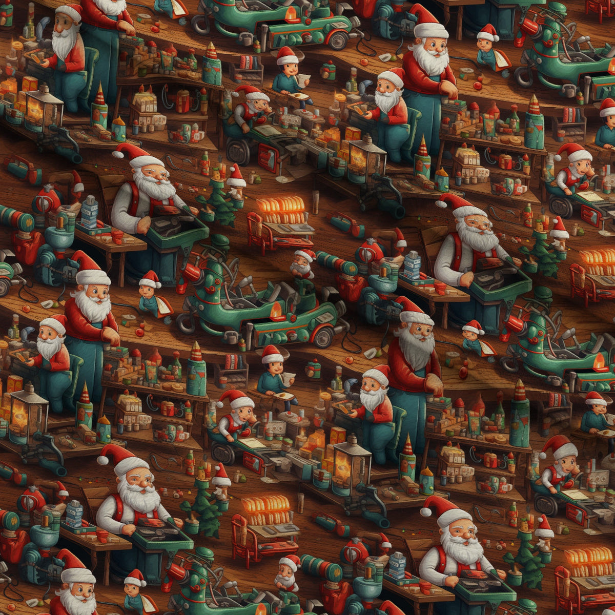 Santa's Workshop Pattern 13 Minky Fabric