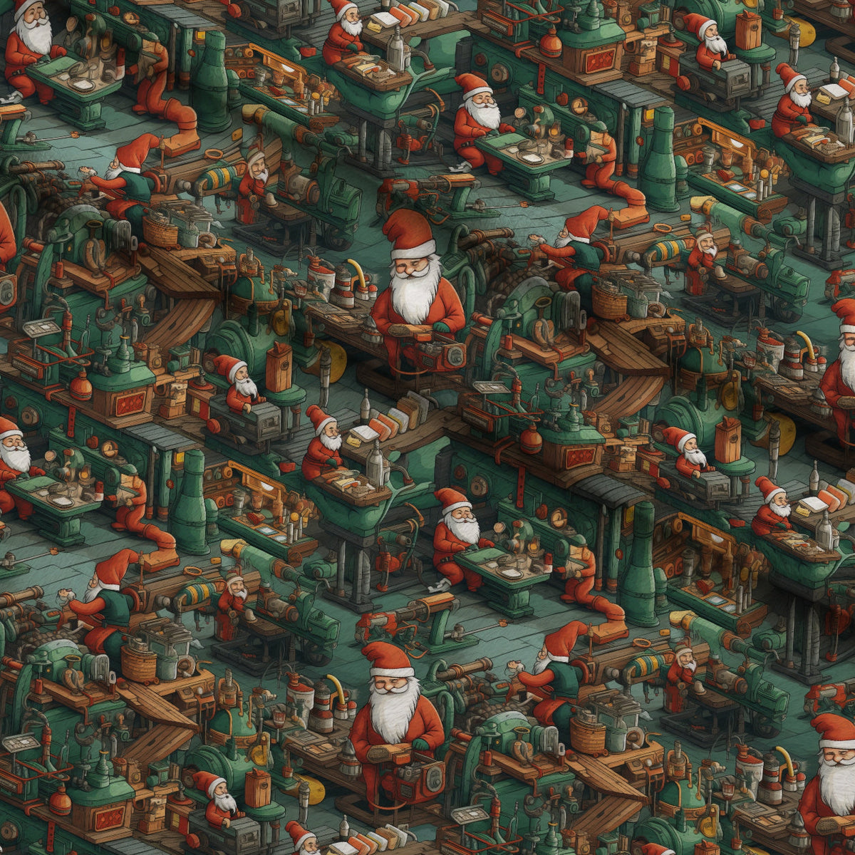 Santa's Workshop Pattern 14 Minky Fabric