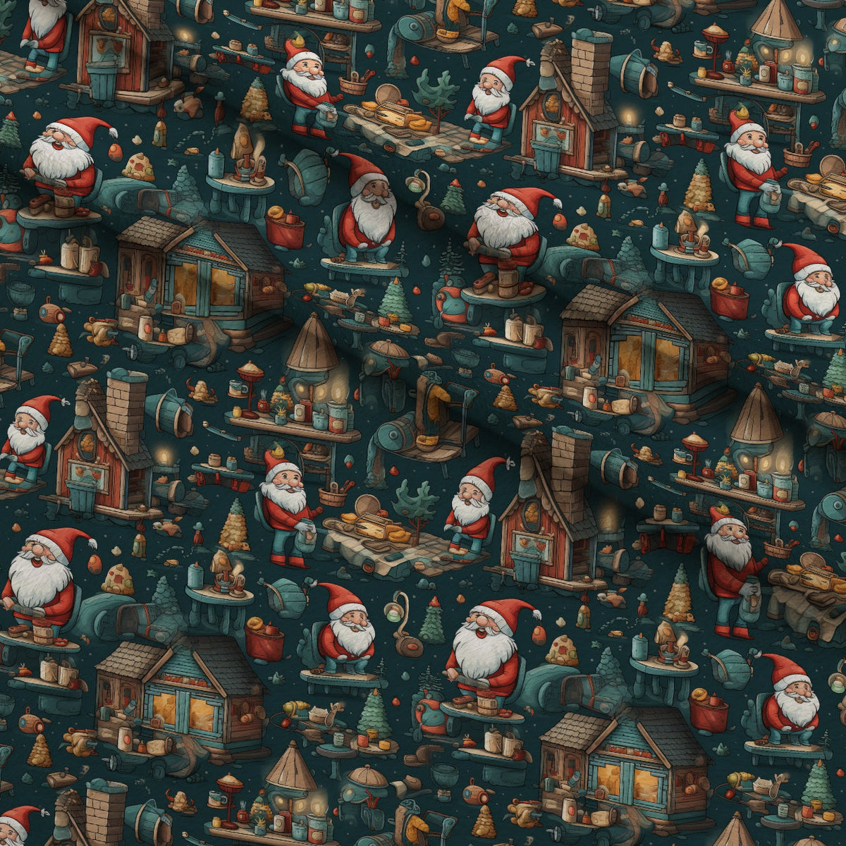 Santa's Workshop Pattern 15 Minky Fabric