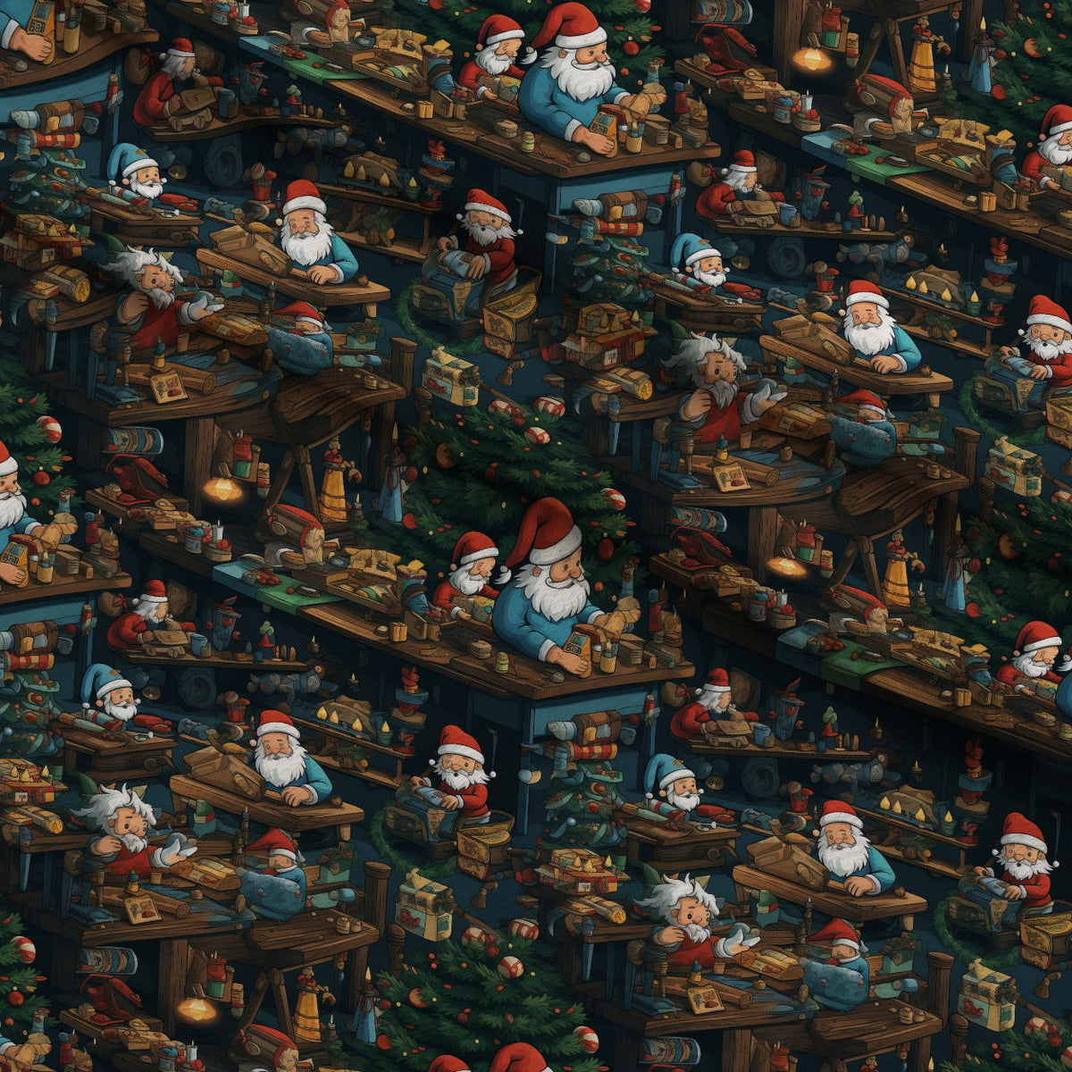 Santa's Workshop Pattern 19 Minky Fabric