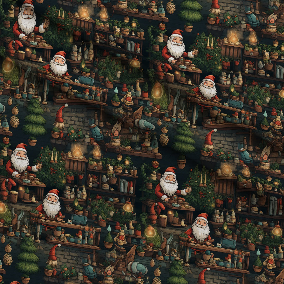Santa's Workshop Pattern 2 Minky Fabric