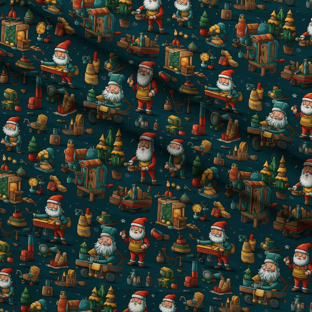 Santa's Workshop Pattern 25 Minky Fabric