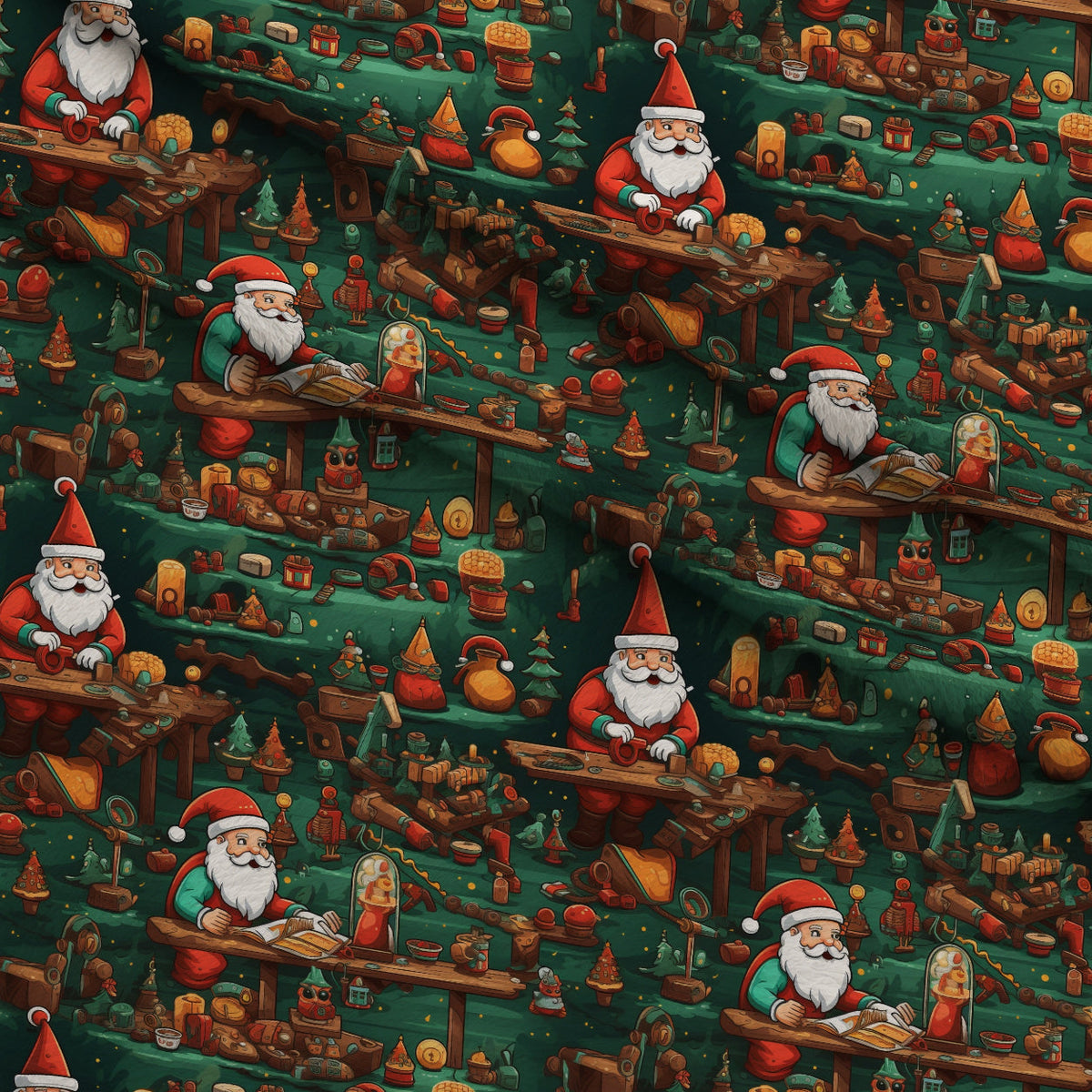 Santa's Workshop Pattern 3 Minky Fabric