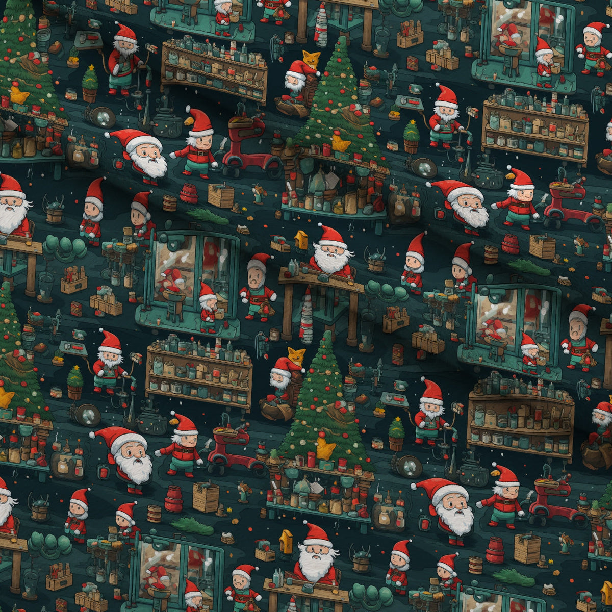 Santa's Workshop Pattern 4 Minky Fabric
