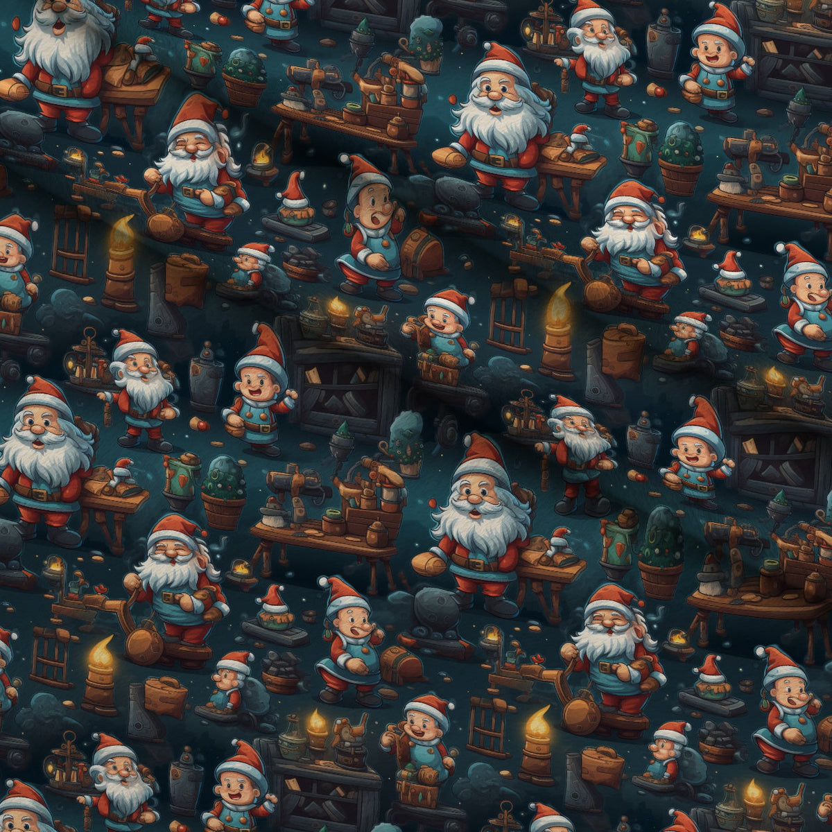 Santa's Workshop Pattern 5 Minky Fabric