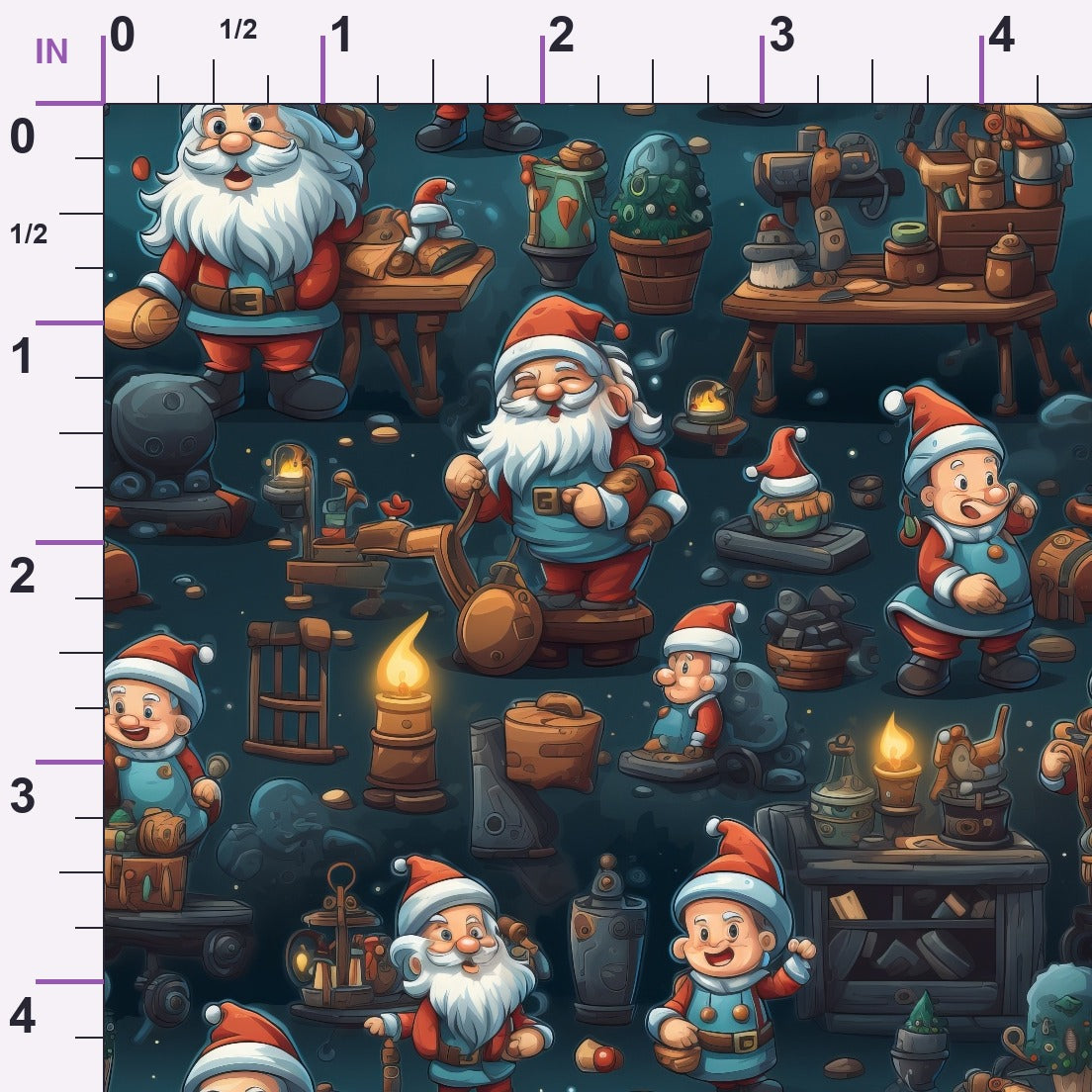 Santa's Workshop Pattern 5 Minky Fabric