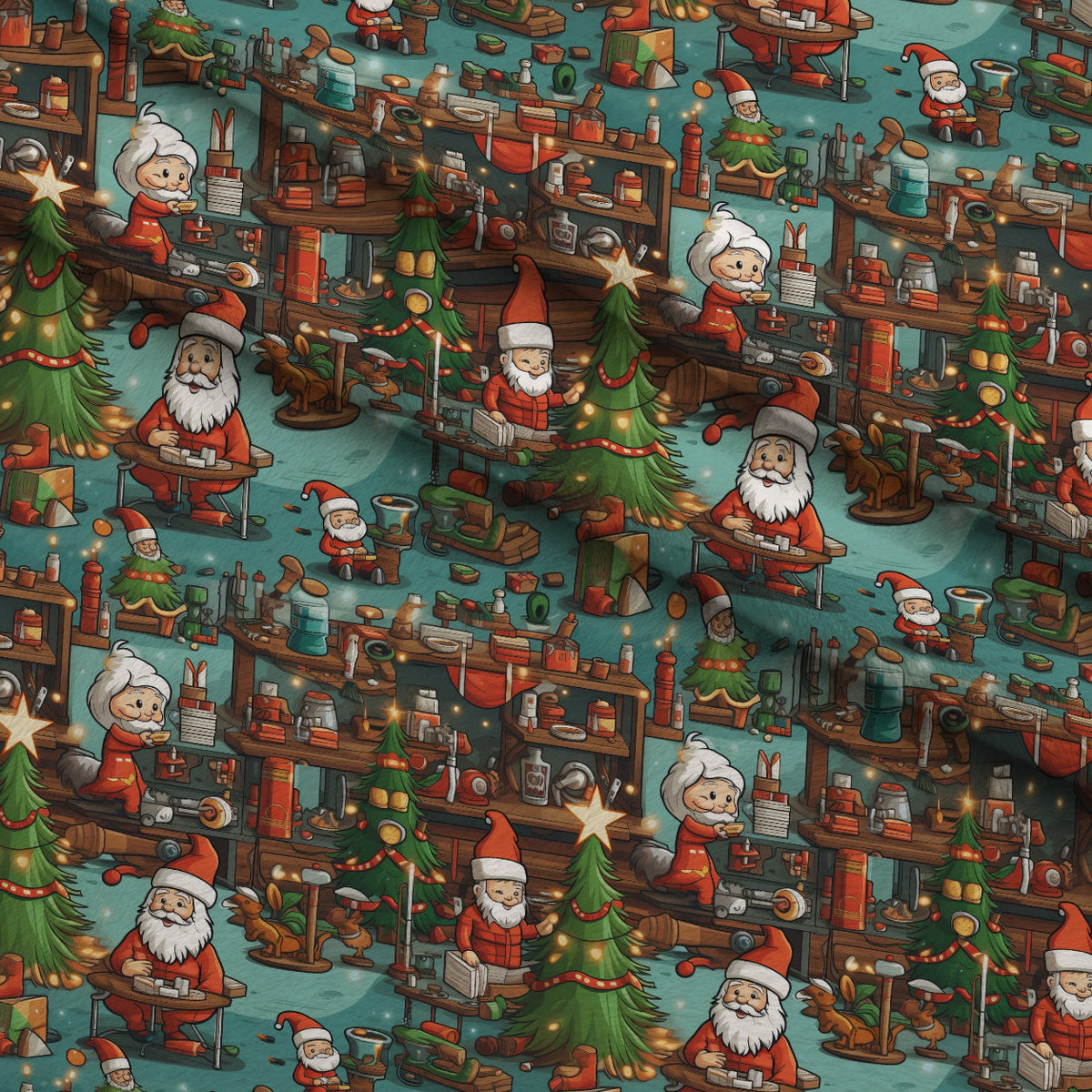 Santa's Workshop Pattern 6 Minky Fabric