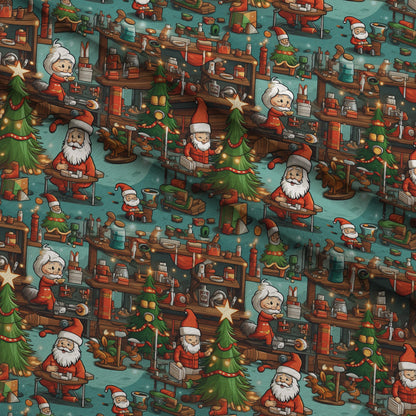 Santa's Workshop Pattern 6 Minky Fabric