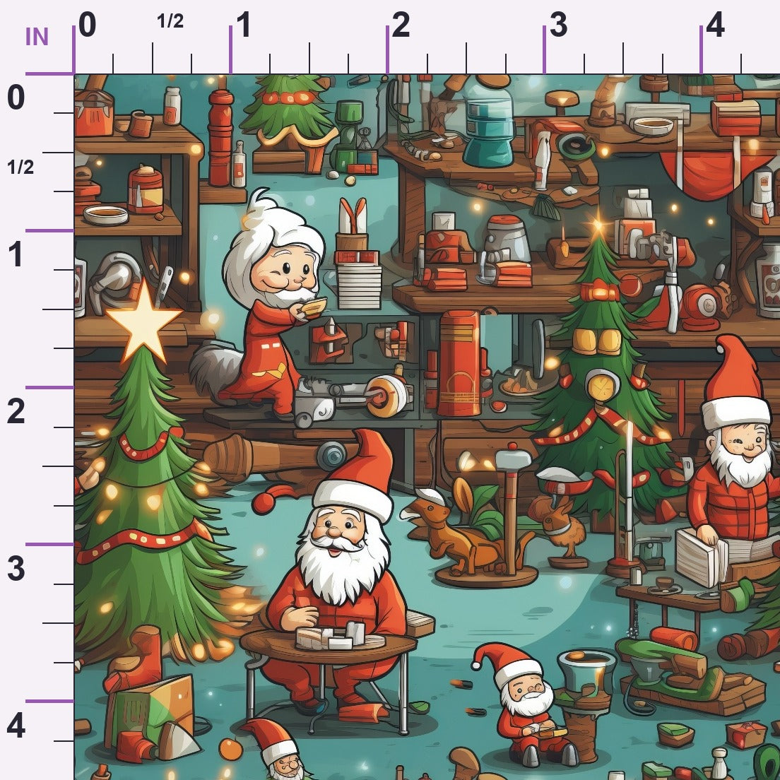 Santa's Workshop Pattern 6 Minky Fabric