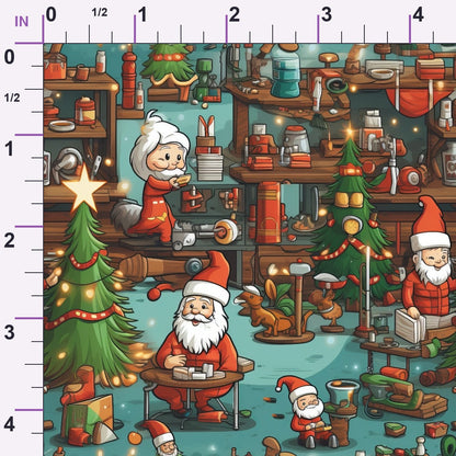 Santa's Workshop Pattern 6 Minky Fabric