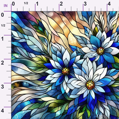 Sapphire Mosaic Blooms Pattern 1 Minky Fabric