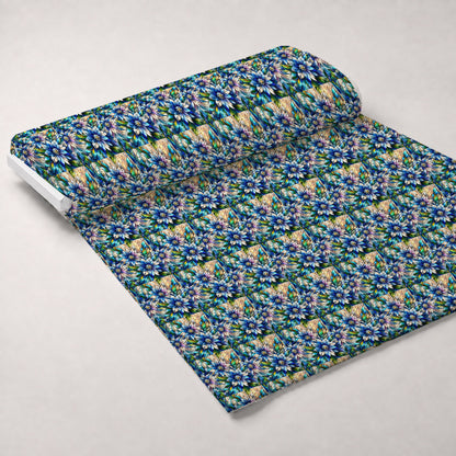 Sapphire Mosaic Blooms Pattern 10 Minky Fabric