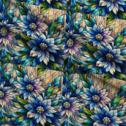 Sapphire Mosaic Blooms Pattern 10 Minky Fabric