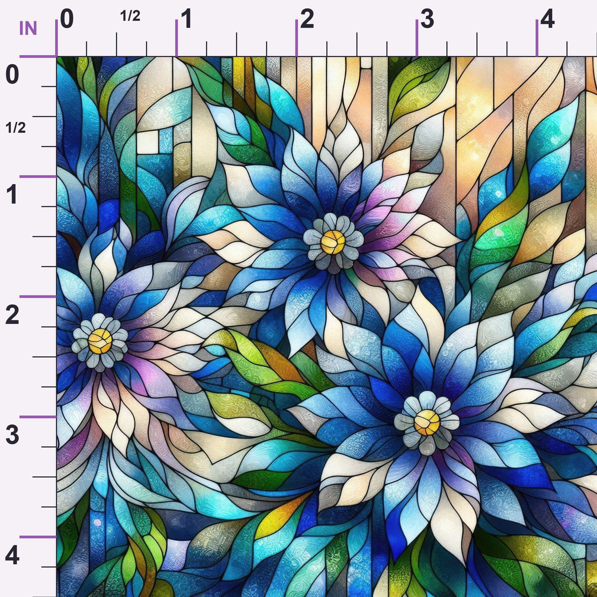 Sapphire Mosaic Blooms Pattern 10 Minky Fabric