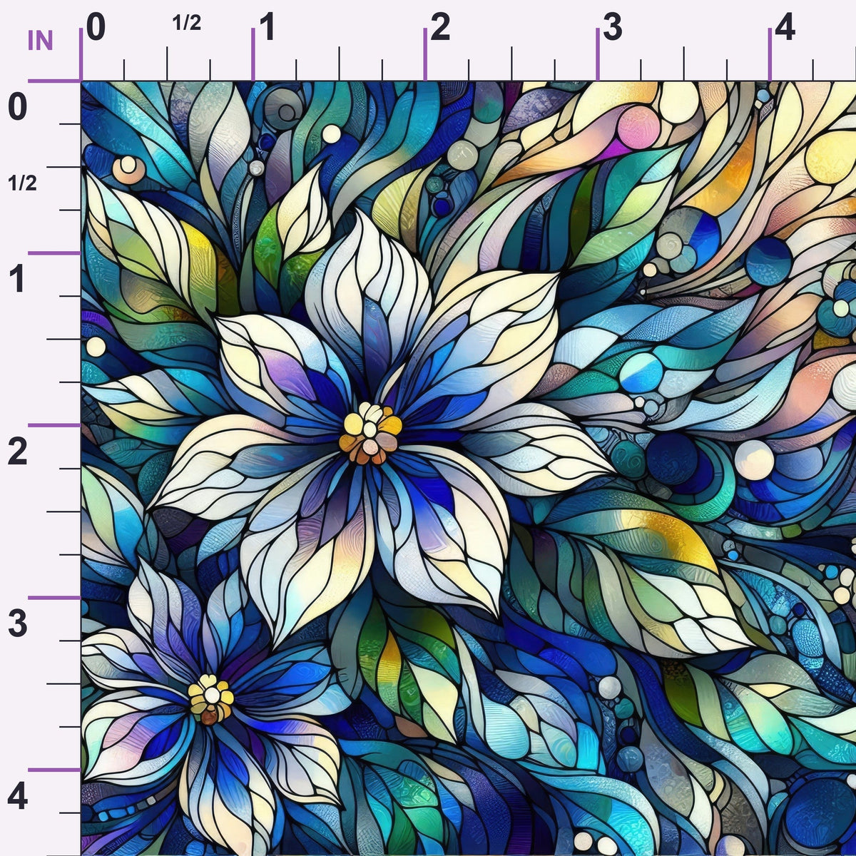 Sapphire Mosaic Blooms Pattern 2 Minky Fabric