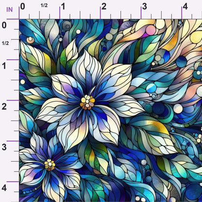 Sapphire Mosaic Blooms Pattern 2 Minky Fabric