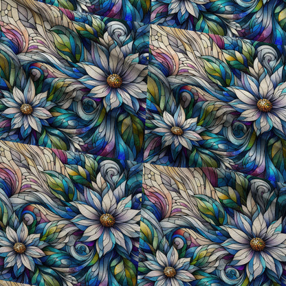Sapphire Mosaic Blooms Pattern 3 Minky Fabric