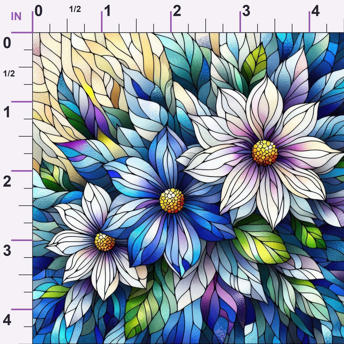 Sapphire Mosaic Blooms Pattern 4 Minky Fabric