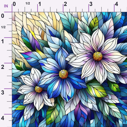 Sapphire Mosaic Blooms Pattern 4 Minky Fabric