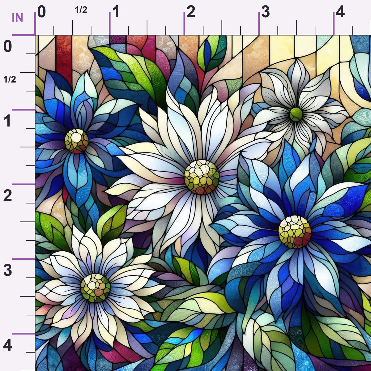 Sapphire Mosaic Blooms Pattern 5 Minky Fabric