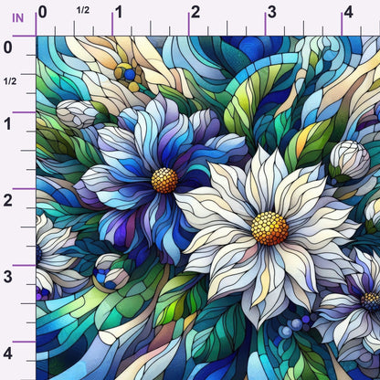 Sapphire Mosaic Blooms Pattern 6 Minky Fabric