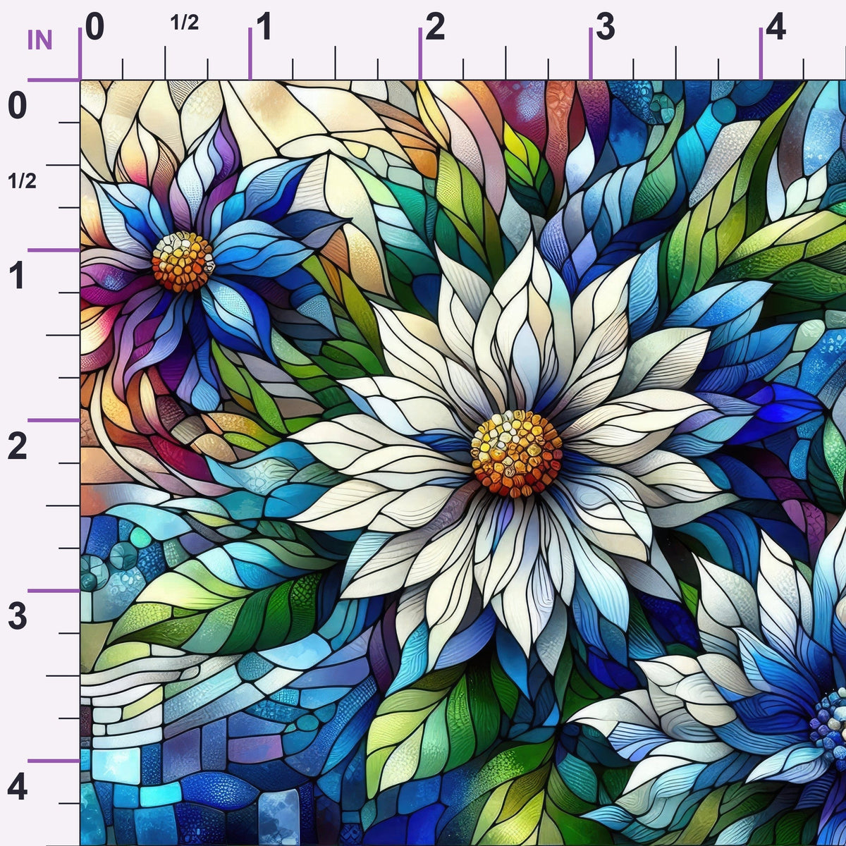 Sapphire Mosaic Blooms Pattern 7 Minky Fabric