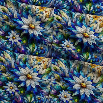 Sapphire Mosaic Blooms Pattern 8 Minky Fabric