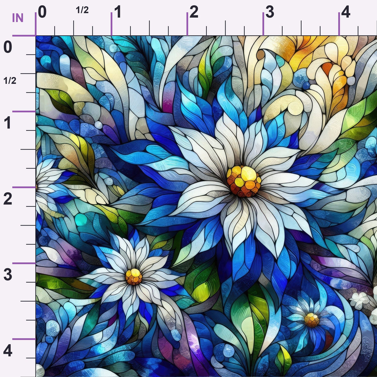 Sapphire Mosaic Blooms Pattern 8 Minky Fabric