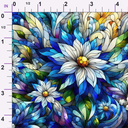 Sapphire Mosaic Blooms Pattern 8 Minky Fabric