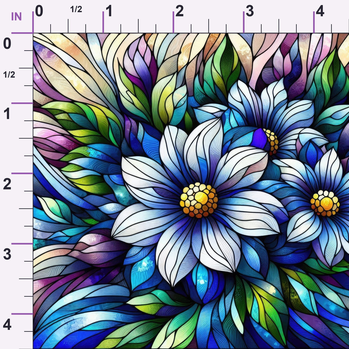 Sapphire Mosaic Blooms Pattern 9 Minky Fabric