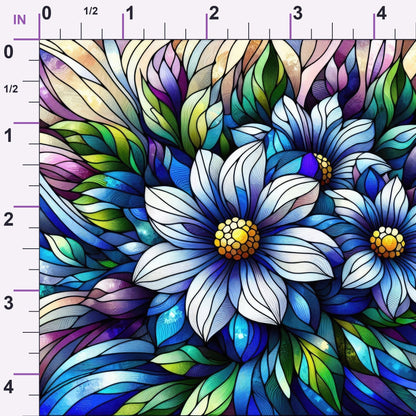 Sapphire Mosaic Blooms Pattern 9 Minky Fabric