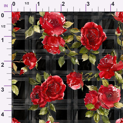 Scarlet Tartan Blooms Pattern 10 Minky Fabric