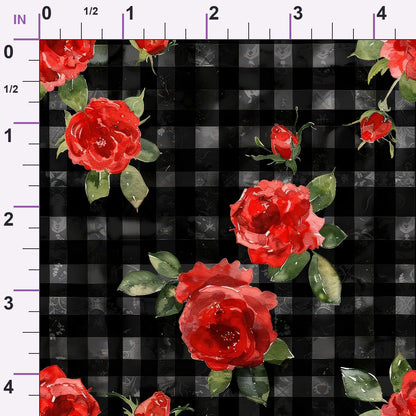 Scarlet Tartan Blooms Pattern 11 Minky Fabric