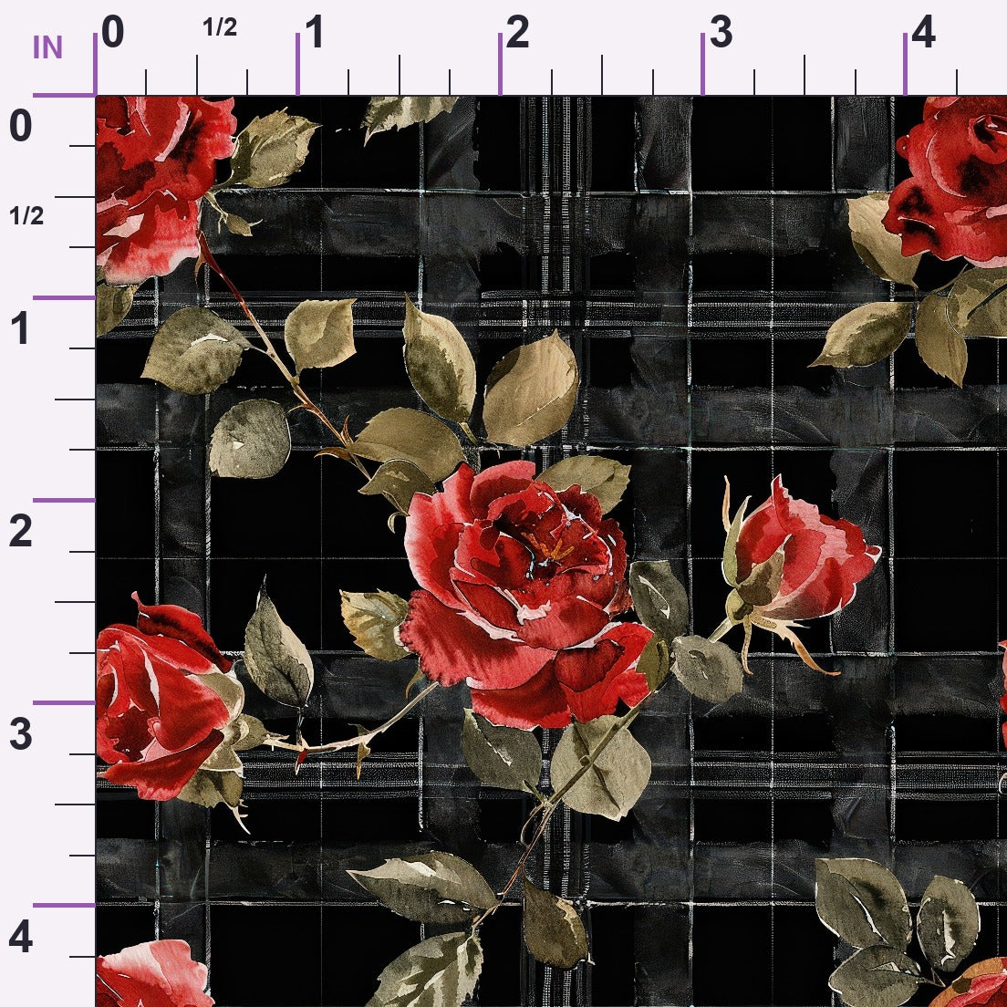Scarlet Tartan Blooms Pattern 5 Minky Fabric