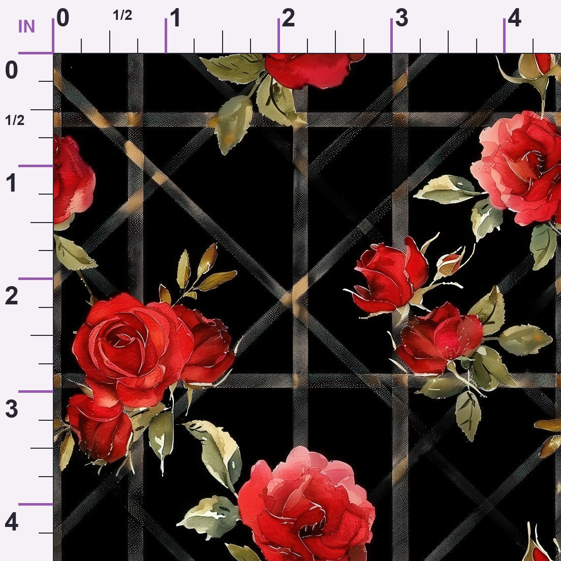 Scarlet Tartan Blooms Pattern 6 Minky Fabric