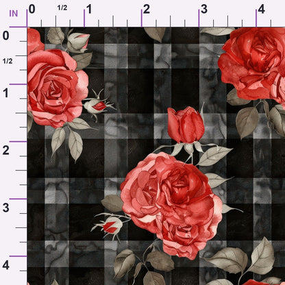 Scarlet Tartan Blooms Pattern 7 Minky Fabric