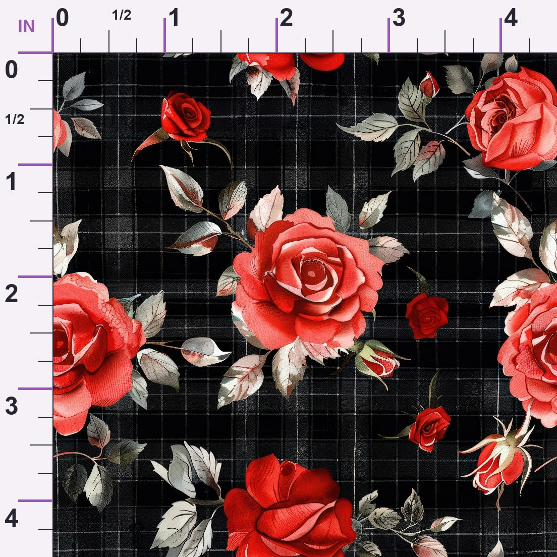 Scarlet Tartan Blooms Pattern 8 Minky Fabric