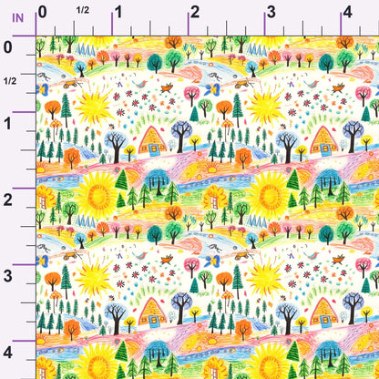 Scribble Sunshine Pattern 4 Minky Fabric