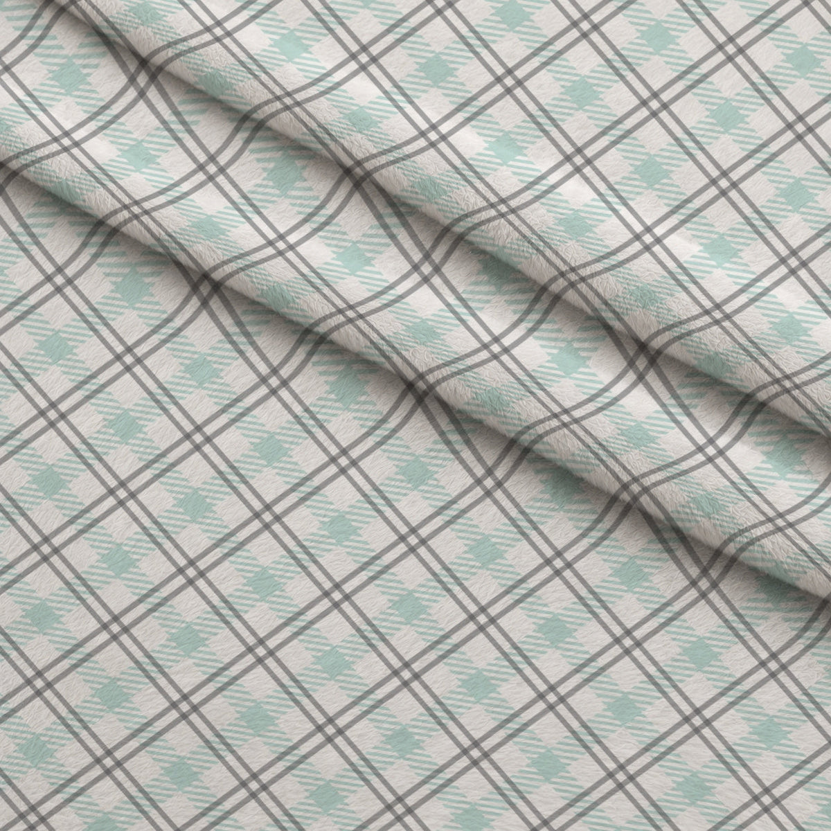 Seafoam Gingham Pattern 10 Minky Fabric