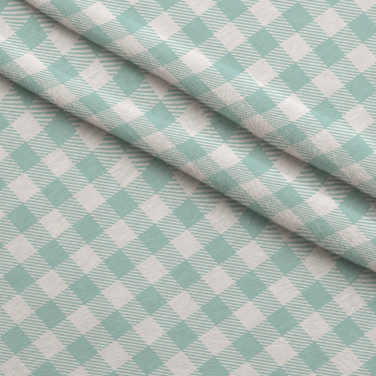 Seafoam Gingham Pattern 11 Minky Fabric