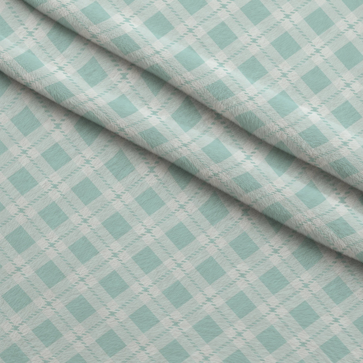 Seafoam Gingham Pattern 14 Minky Fabric