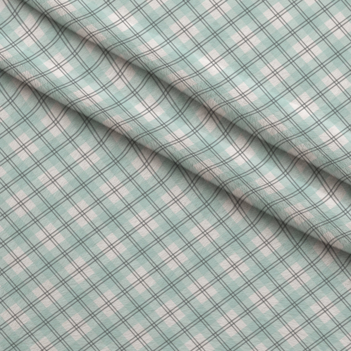 Seafoam Gingham Pattern 17 Minky Fabric
