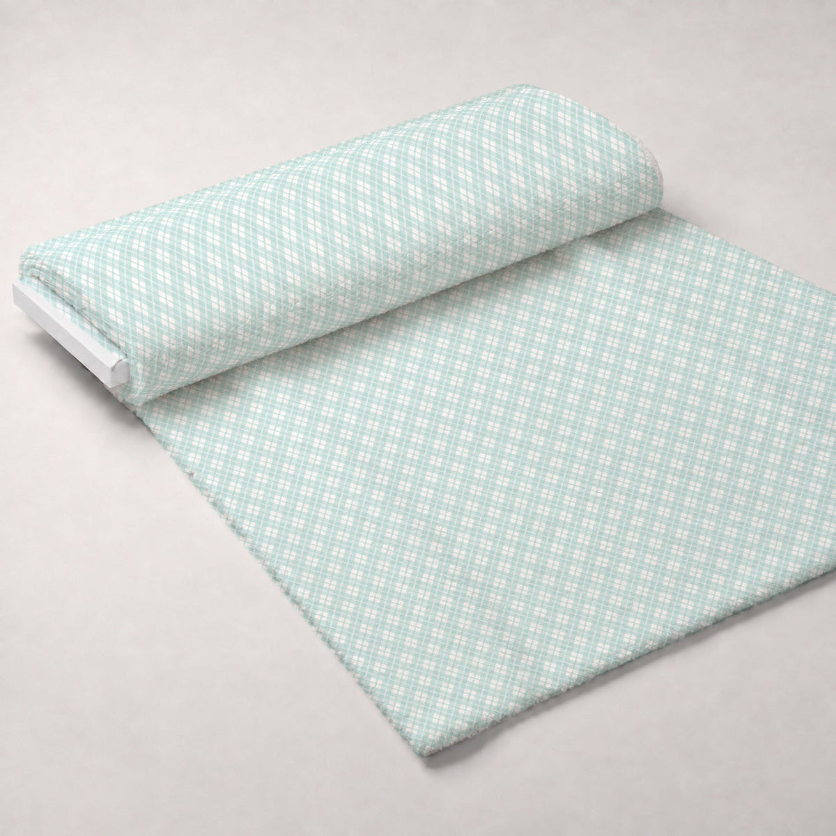Seafoam Gingham Pattern 2 Minky Fabric