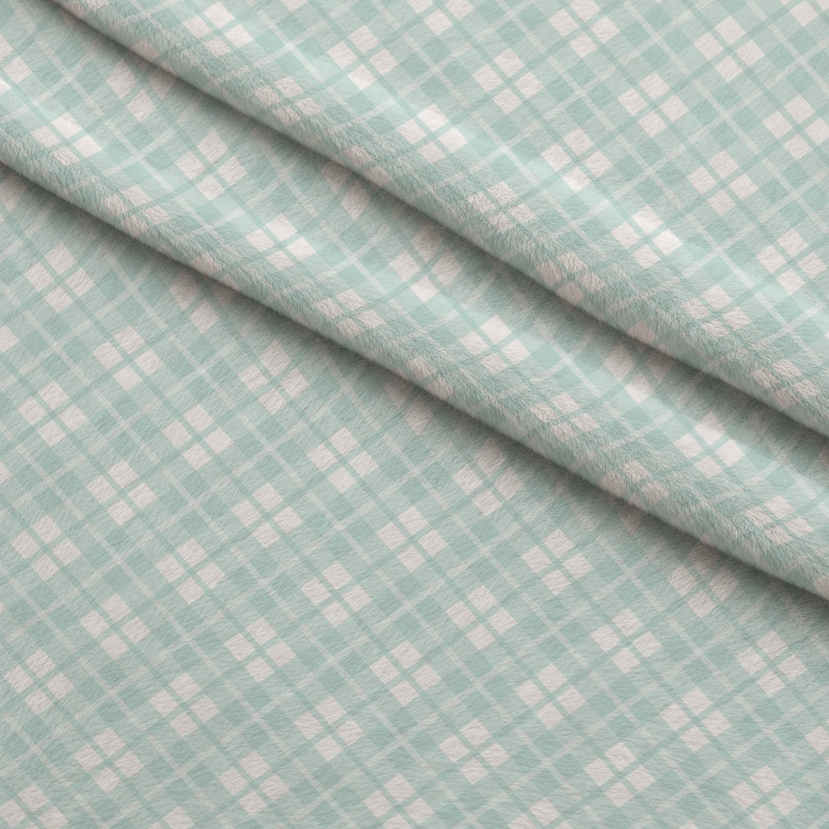 Seafoam Gingham Pattern 2 Minky Fabric