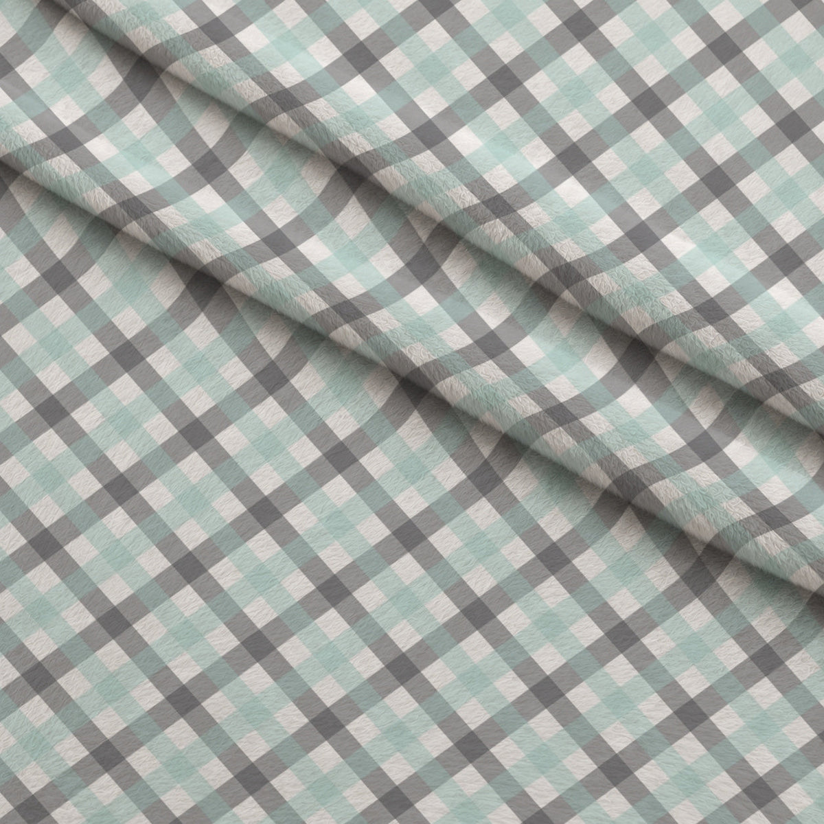 Seafoam Gingham Pattern 3 Minky Fabric