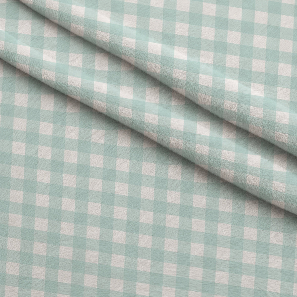 Seafoam Gingham Pattern 6 Minky Fabric